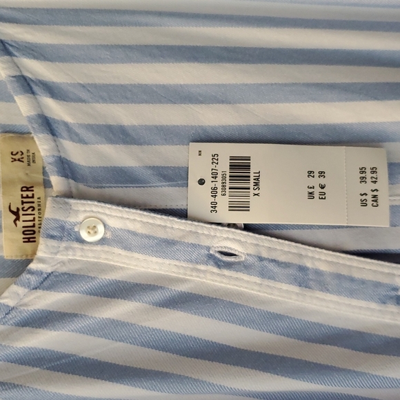 NWT Hollister Long Sleeve Striped Button-Down Cold Shoulder S Straps XS - Picture 4 of 6